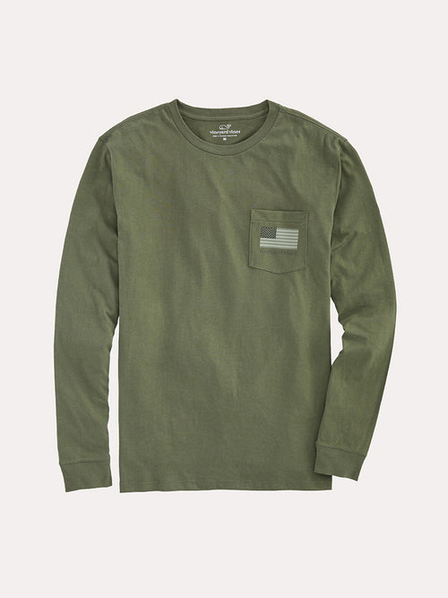 Vineyard Vines Tonal Flag Long Sleeve Pocket T-Shirt