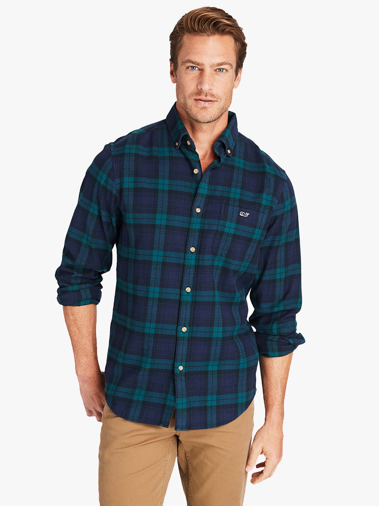 Vineyard Vines Men’s Classic Fit Pine Flannel Tucker Button-Down Shirt - Saint Bernard