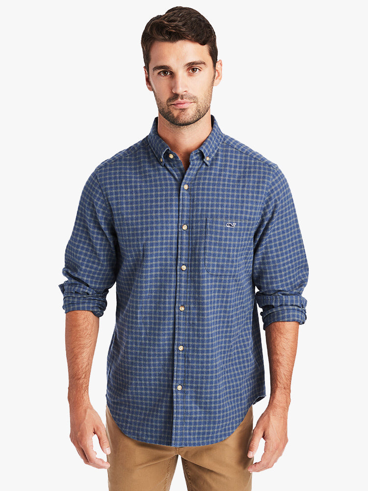 Vineyard Vines Men’s Classic Fit Faroe Flannel Tucker Button-Down Shirt - Saint Bernard