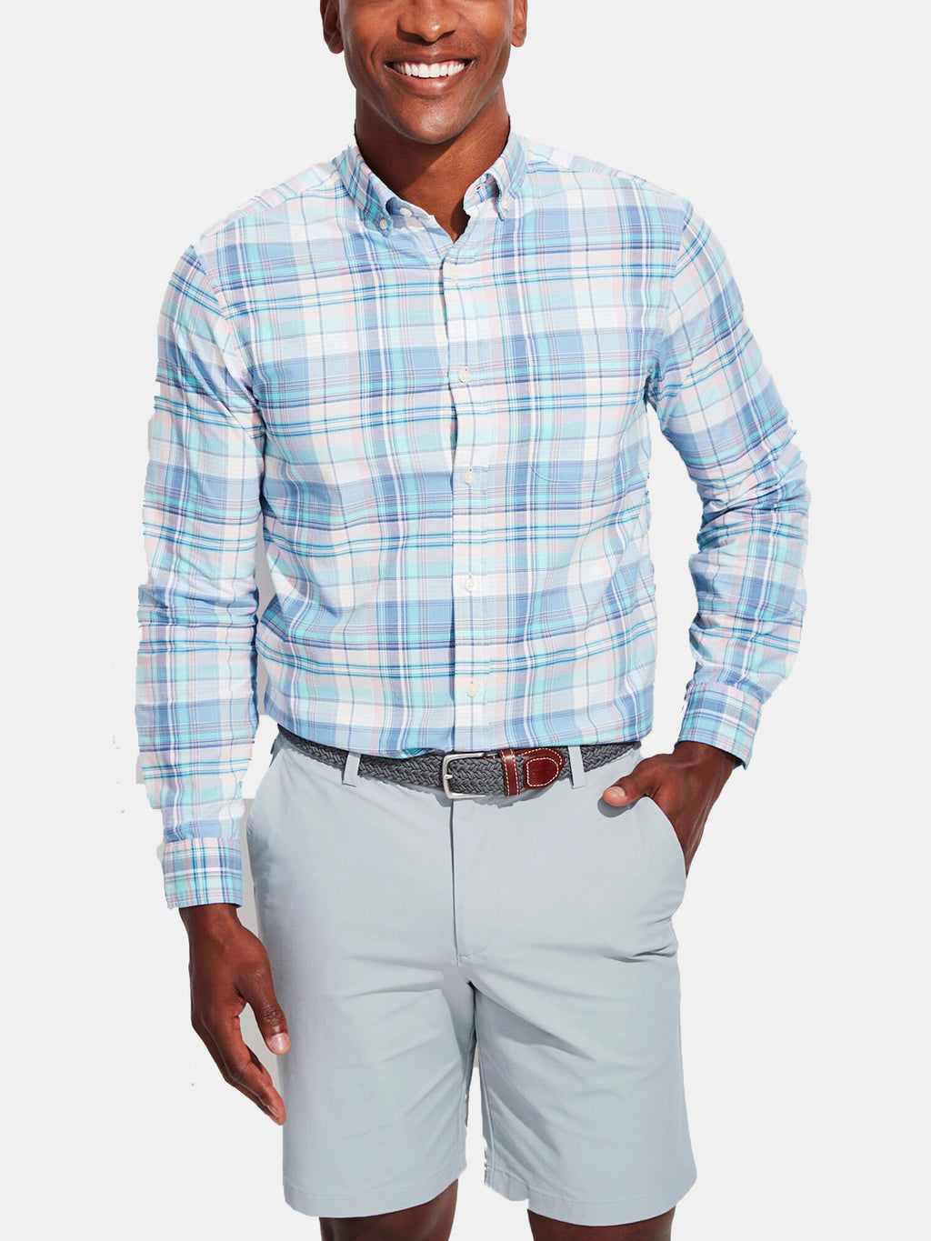 Vineyard Vines Men's Tropical Fronds Classic Murray Shirt - Saint Bernard