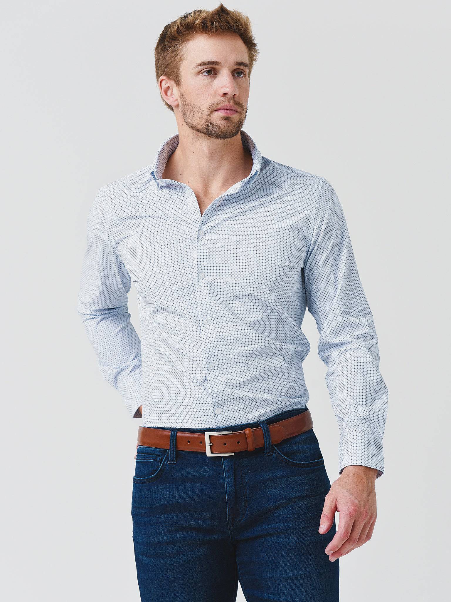 Mizzen+Main Men's Leeward Antimicrobial Dress Shirt Saint Bernard