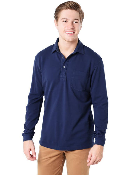 Saint Bernard Men's Vintage Garment Dyed Pique Long Sleeve Polo - Saint Bernard