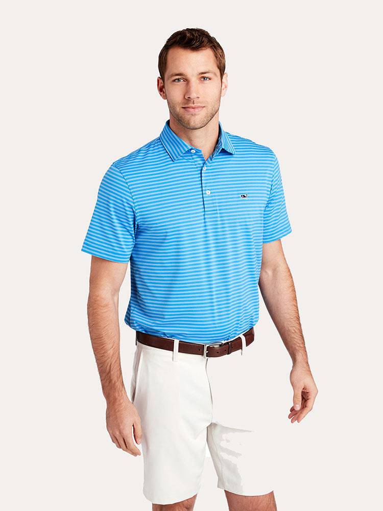 Vineyard Vines Men's Palmetto Stripe Sankaty Polo - Saint Bernard