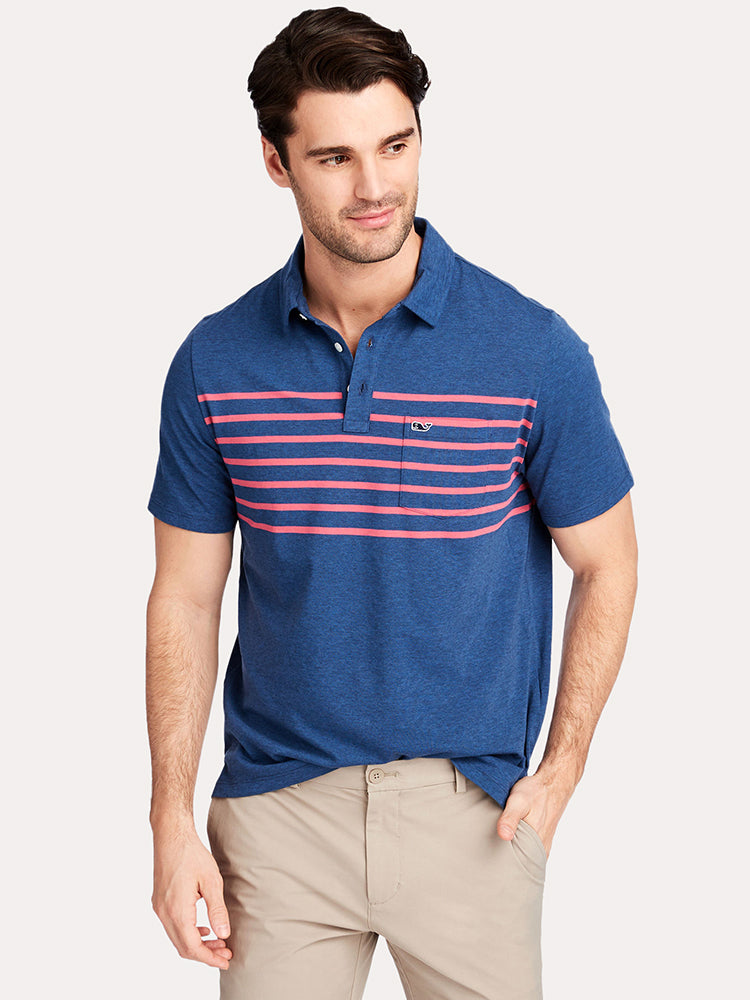 Vineyard Vines Men's Surfer Stripe Edgartown Polo - Saint Bernard