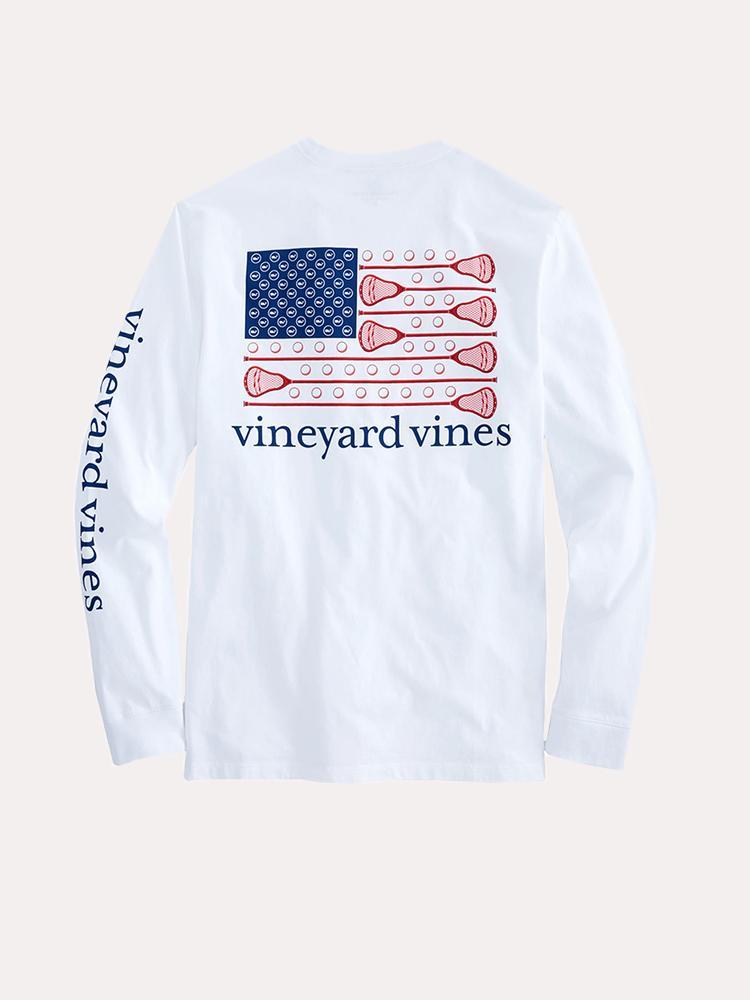 Vineyard Vines Long Sleeve Lacrosse Flag Pock Tee - Saint Bernard