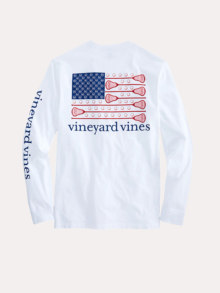 Vineyard Vines Long Sleeve Lacrosse Flag Pock Tee - Saint Bernard