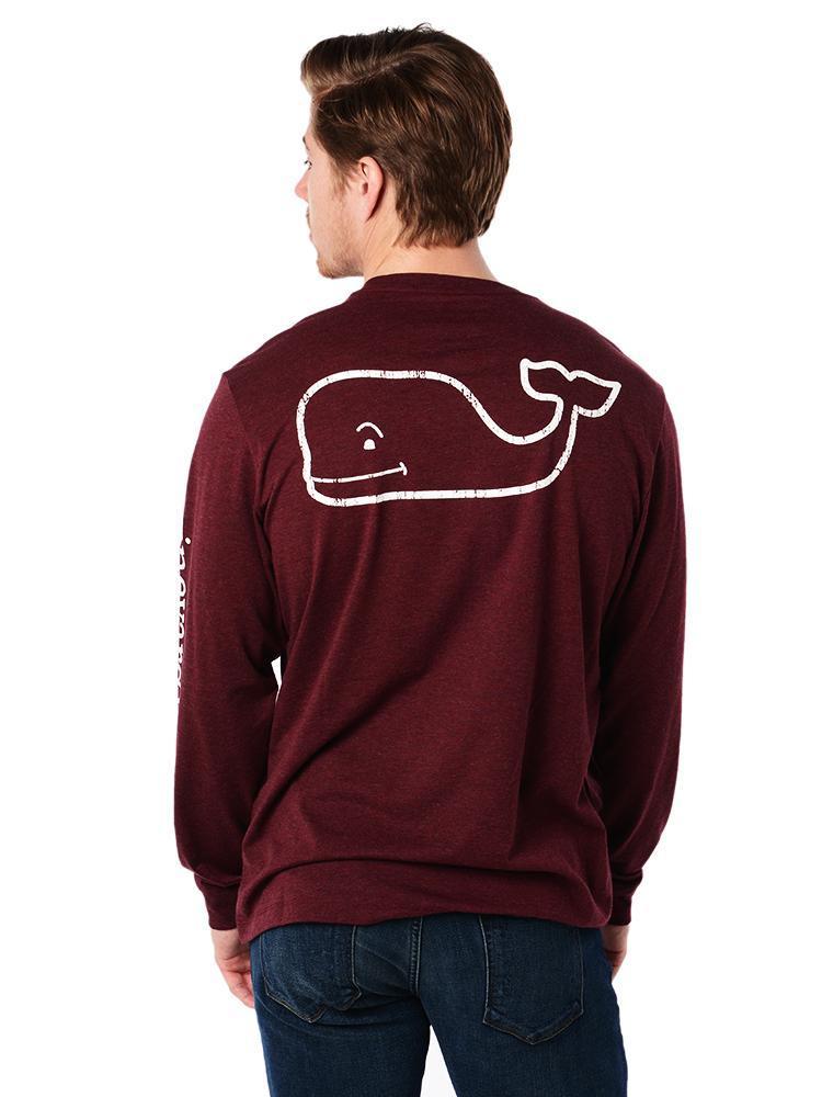 Vineyard Vines Men's Long Sleeve Vintage Whale Heathered Pocket Tee - Saint Bernard