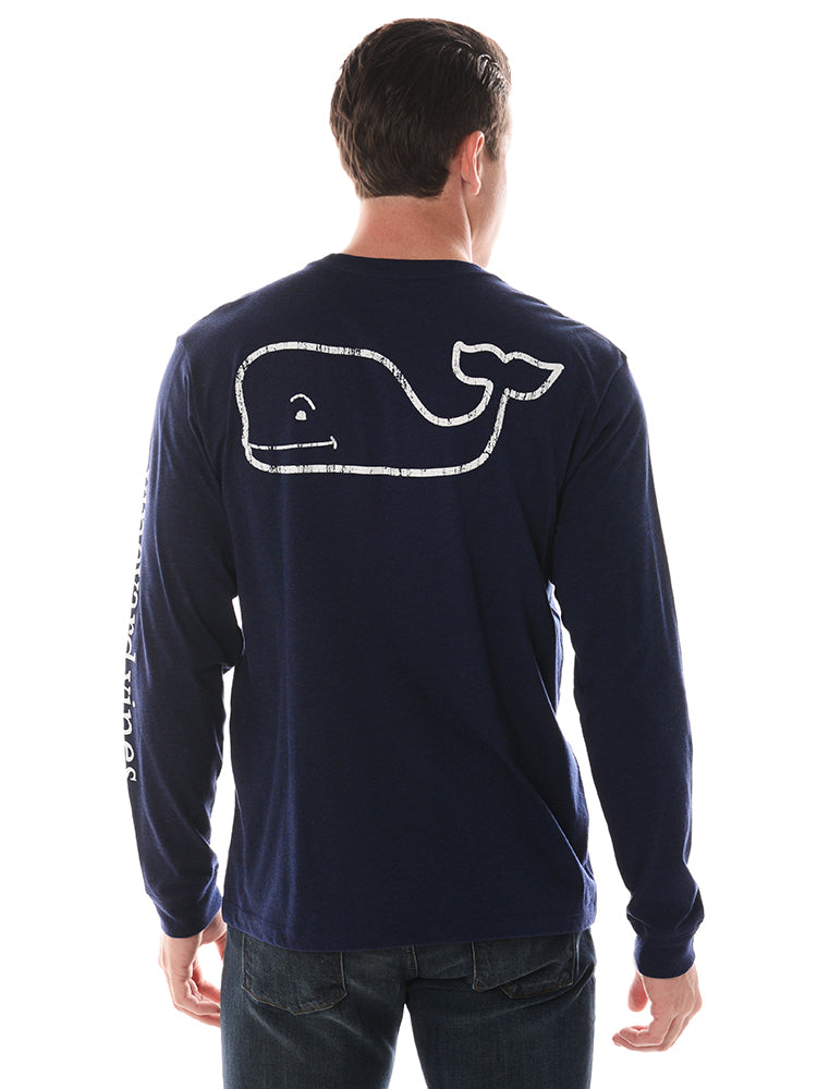 Vineyard Vines Men's Long Sleeve Vintage Whale Heathered Pocket Tee - Saint Bernard