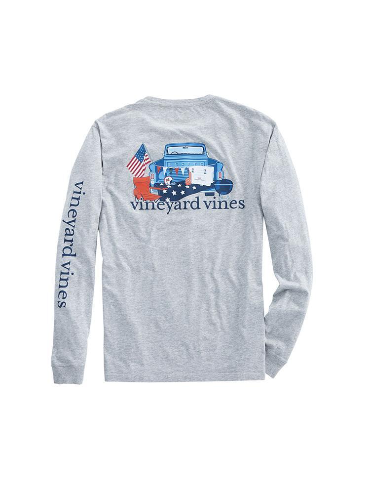 Vineyard Vines Men's Long Sleeve Americana Gameday Pocket Tee - Saint Bernard