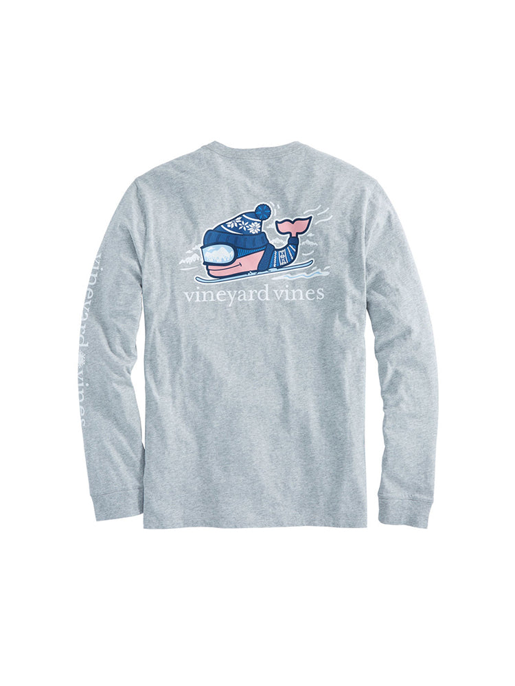 Vineyard Vines Men's Long-Sleeve Downhill Ski Whale Pocket T-Shirt - Saint Bernard