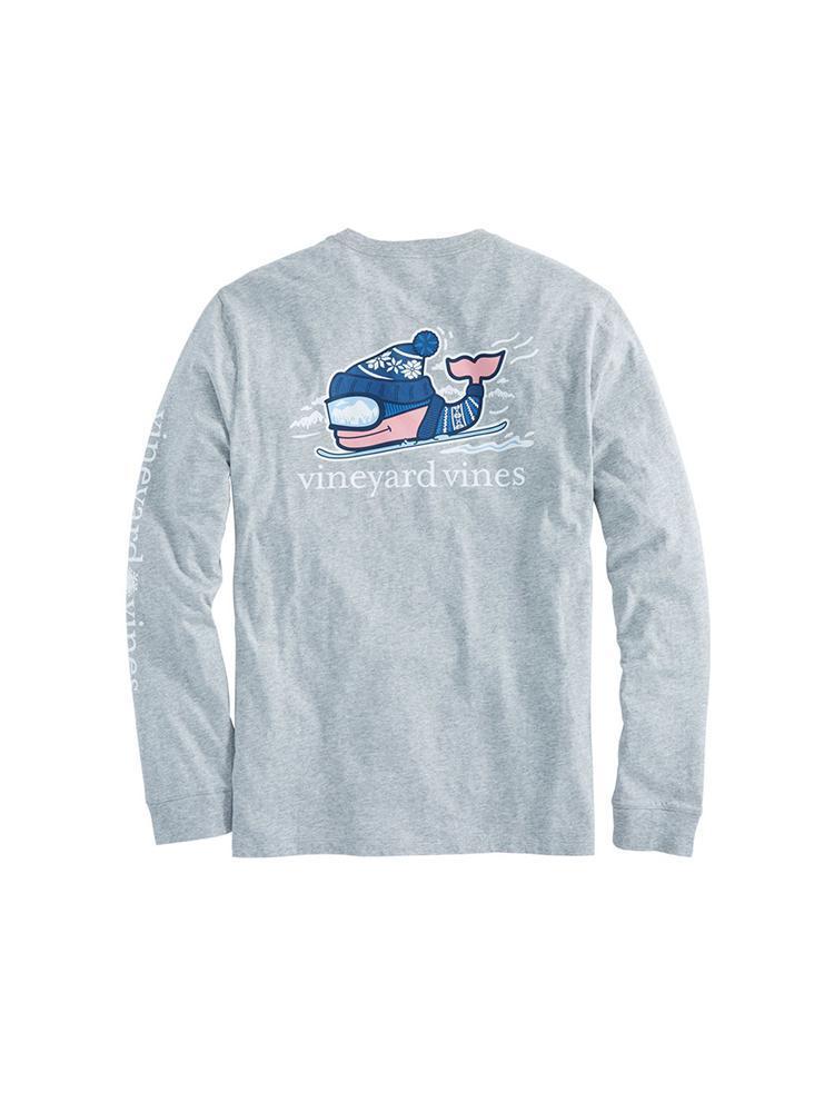 Vineyard Vines Men's Long-Sleeve Downhill Ski Whale Pocket T-Shirt