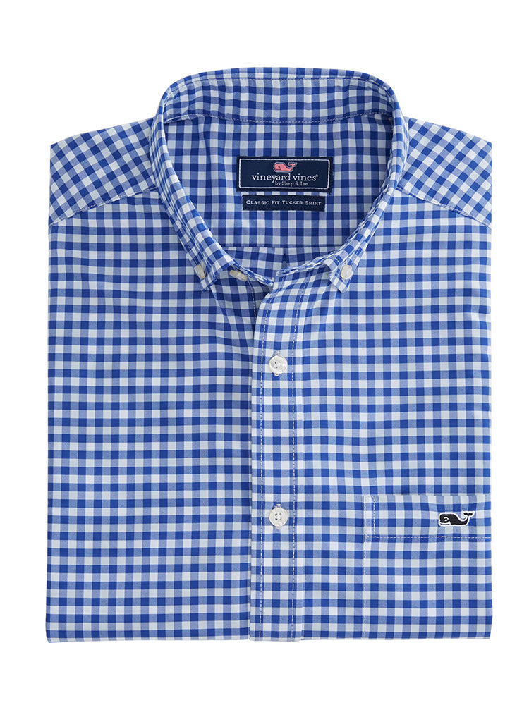 Vineyard Vines East End Gingham Performance Tucker Shirt - Saint Bernard