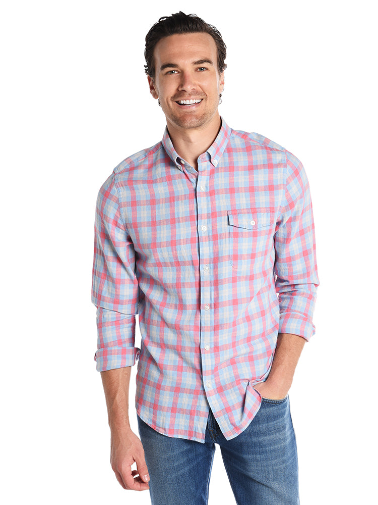 Vineyard Vines Men's Hullman Point Plaid Slim Crosby Shirt - Saint Bernard