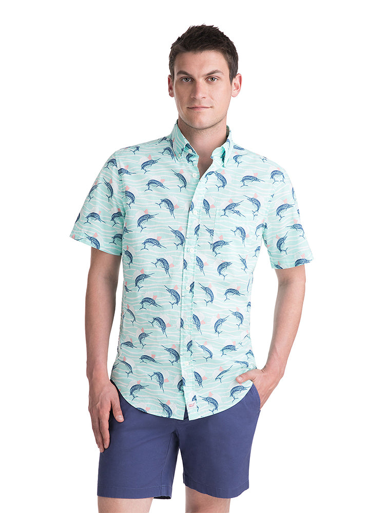 Vineyard Vines Marlin Print Classic Murray Shirt - Saint Bernard