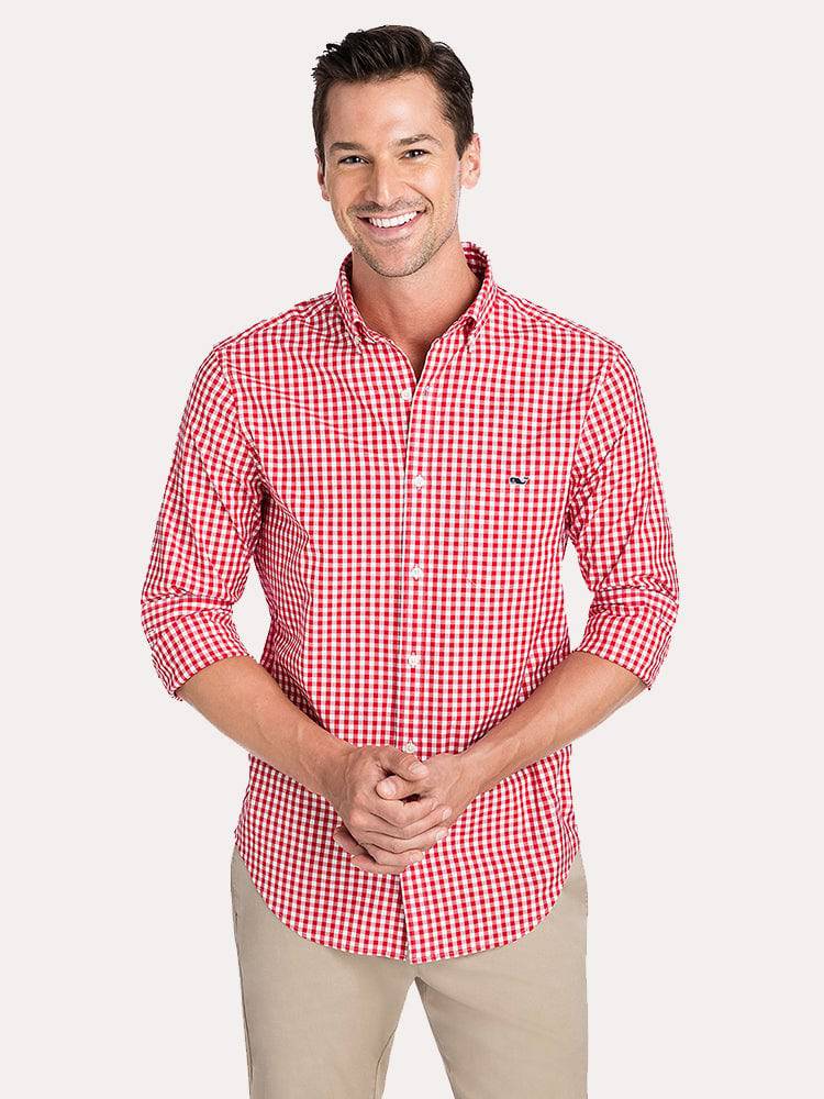 Vineyard Vines Men's Carleton Gingham Classic Tucker Shirt - Saint Bernard