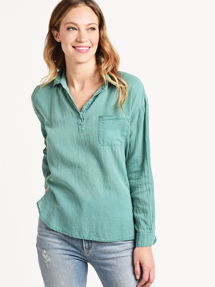 Sundry Trim Pocket Henley Shirt - Saint Bernard