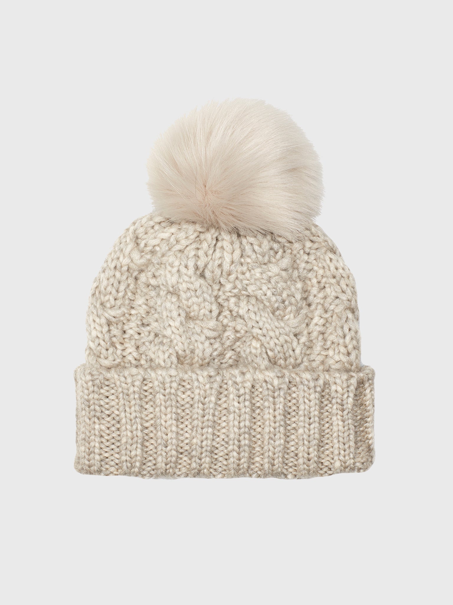 Ugg Women's Knit Cable Beanie with Faux Fur Pom Saint