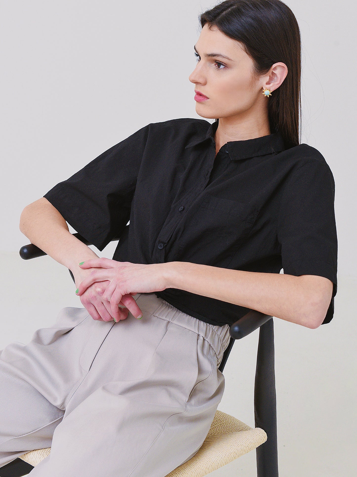 Stateside Women's Poplin Cropped Twist Shirt - Saint Bernard