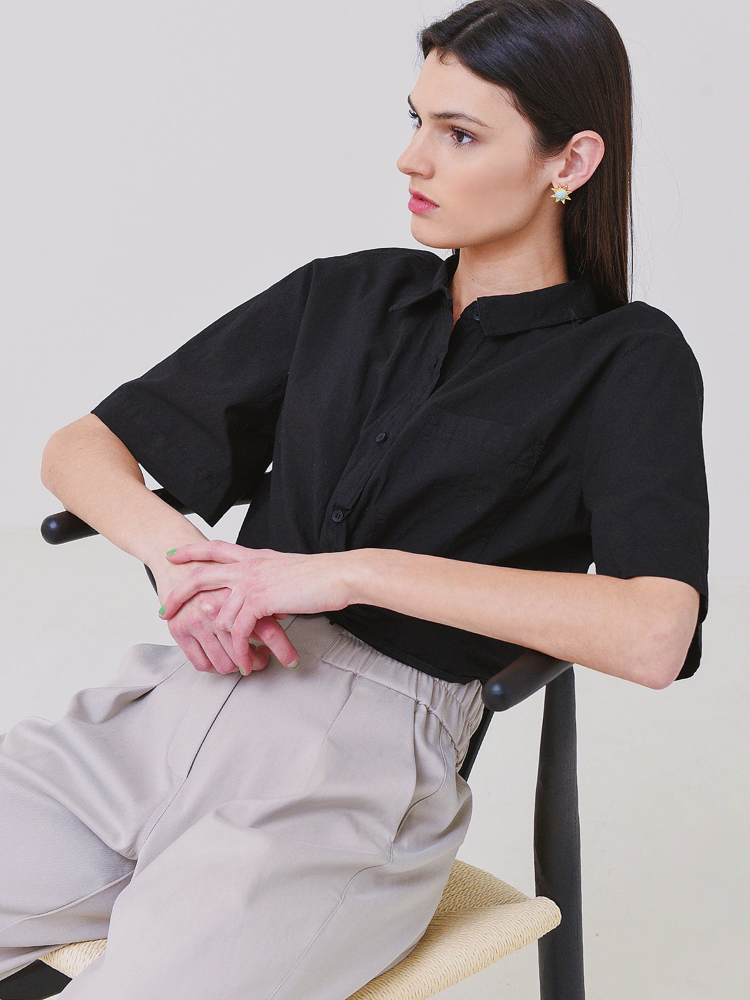 Stateside Women's Poplin Cropped Twist Shirt - Saint Bernard