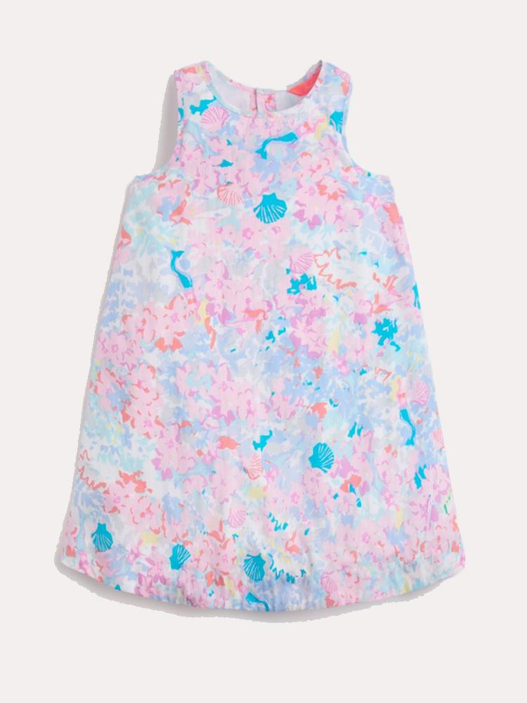 Little Joules Little Girls' Bunty Woven Printed Dress - Saint Bernard