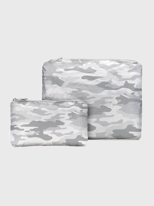 HiLoveTravel Set Of Two Metallic Silver Camo Packs - Saint Bernard