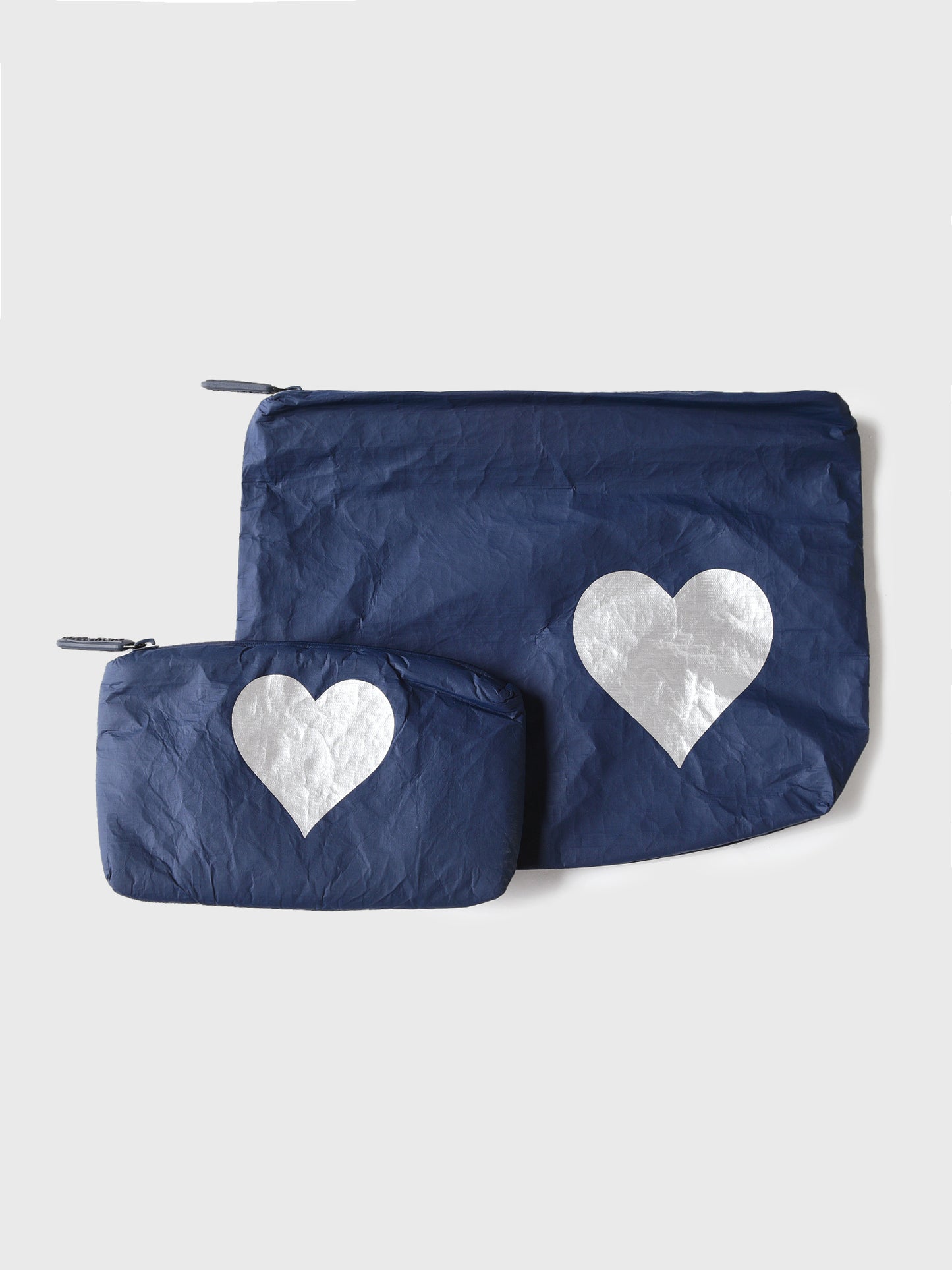 HiLoveTravel Set Of Two Navy With Metallic Silver Heart Packs