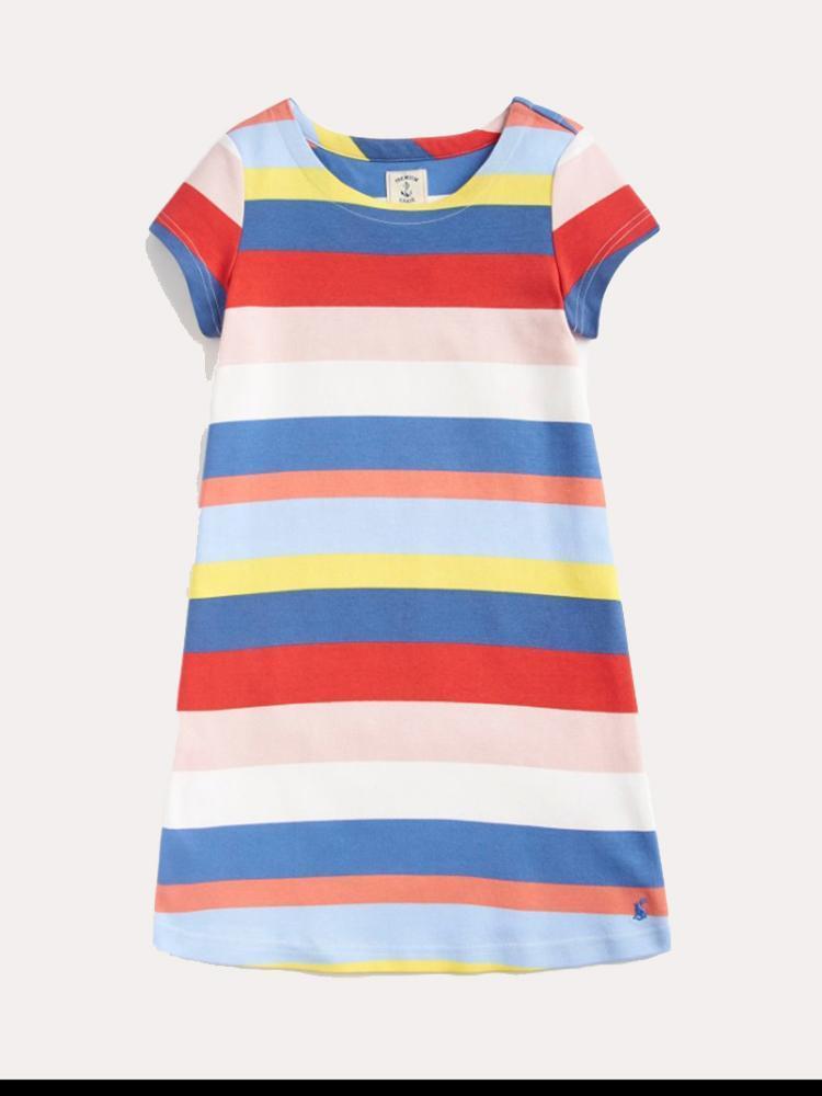 Little Joules Little Girls' Riviera Short Sleeve Dress - Saint Bernard