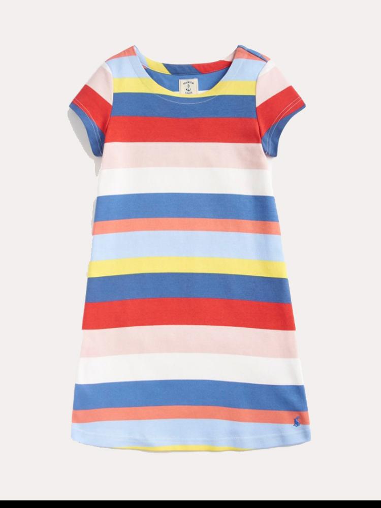 Little Joules Little Girls' Riviera Short Sleeve Dress - Saint Bernard