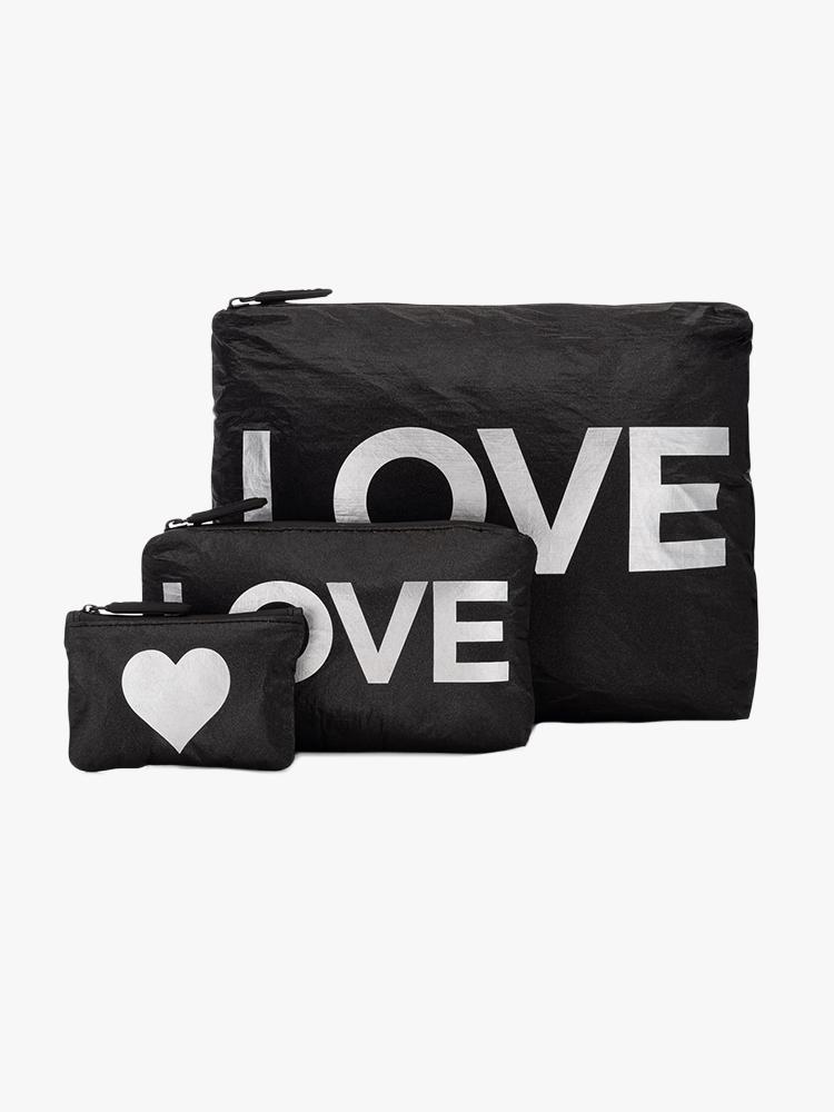 Hi Love Travel Shimmer Black with Silver LOVE Bags