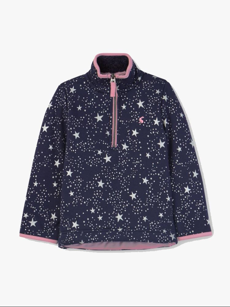 Little Joules Little Girls Fairdale Luxe Fur Lined Half-Zip Sweater - Saint Bernard