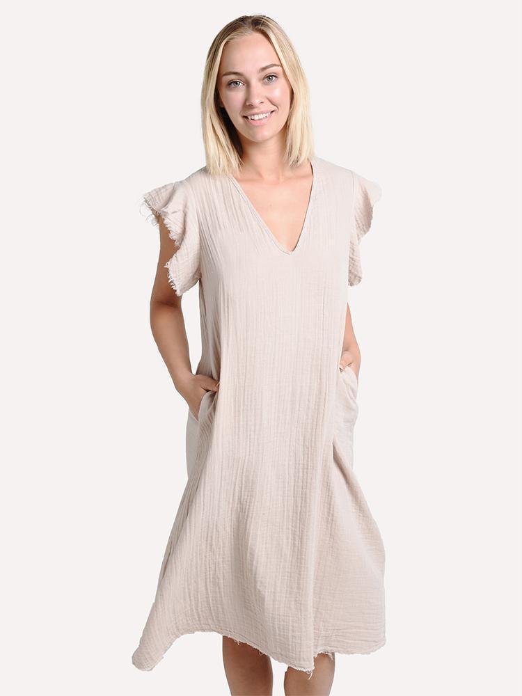 Stark X Ruffle Sleeve Dress - Saint Bernard