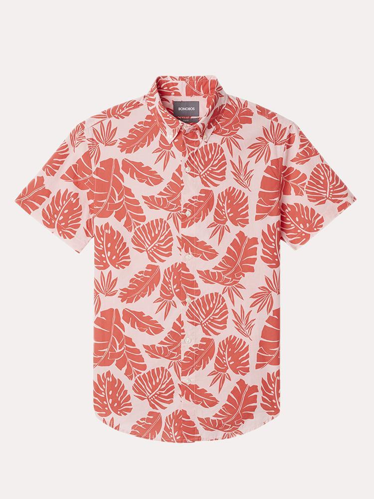Bonobos Pink Scattered Palm Riviera Short Sleeve Shirt