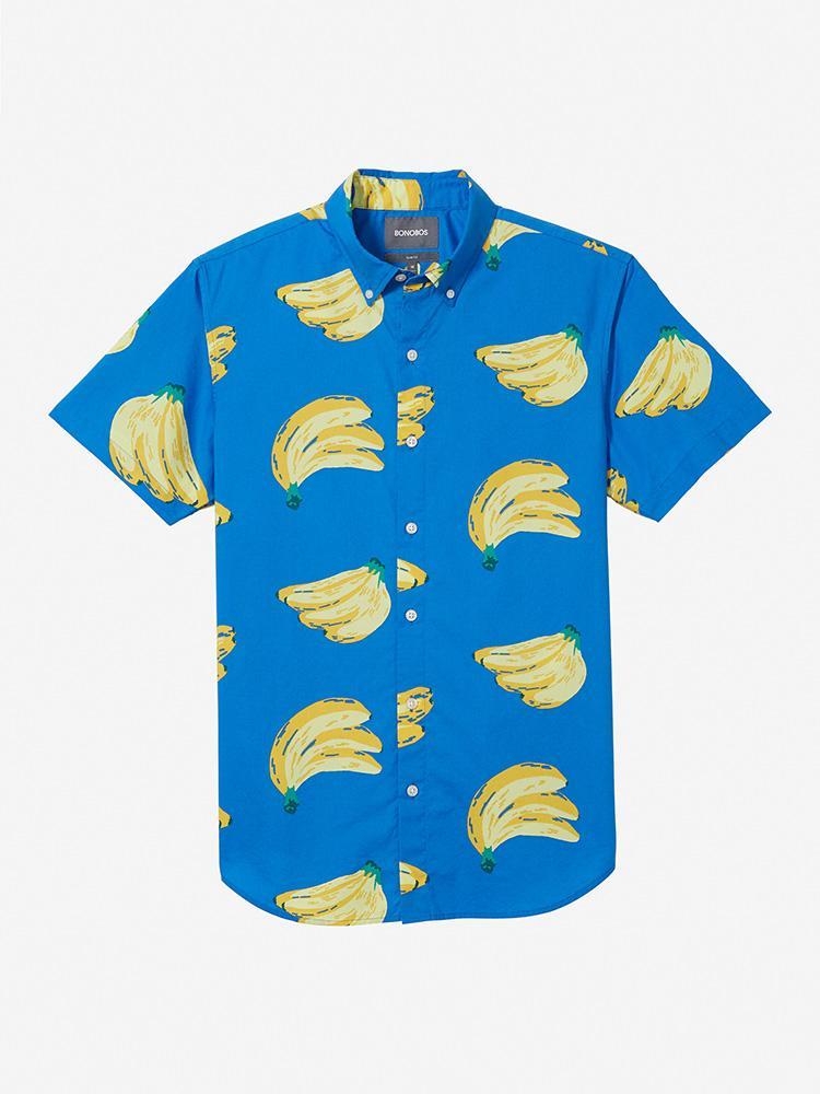 Bonobos Blue Buncha Bananas Riviera Short Sleeve Shirt - Saint Bernard