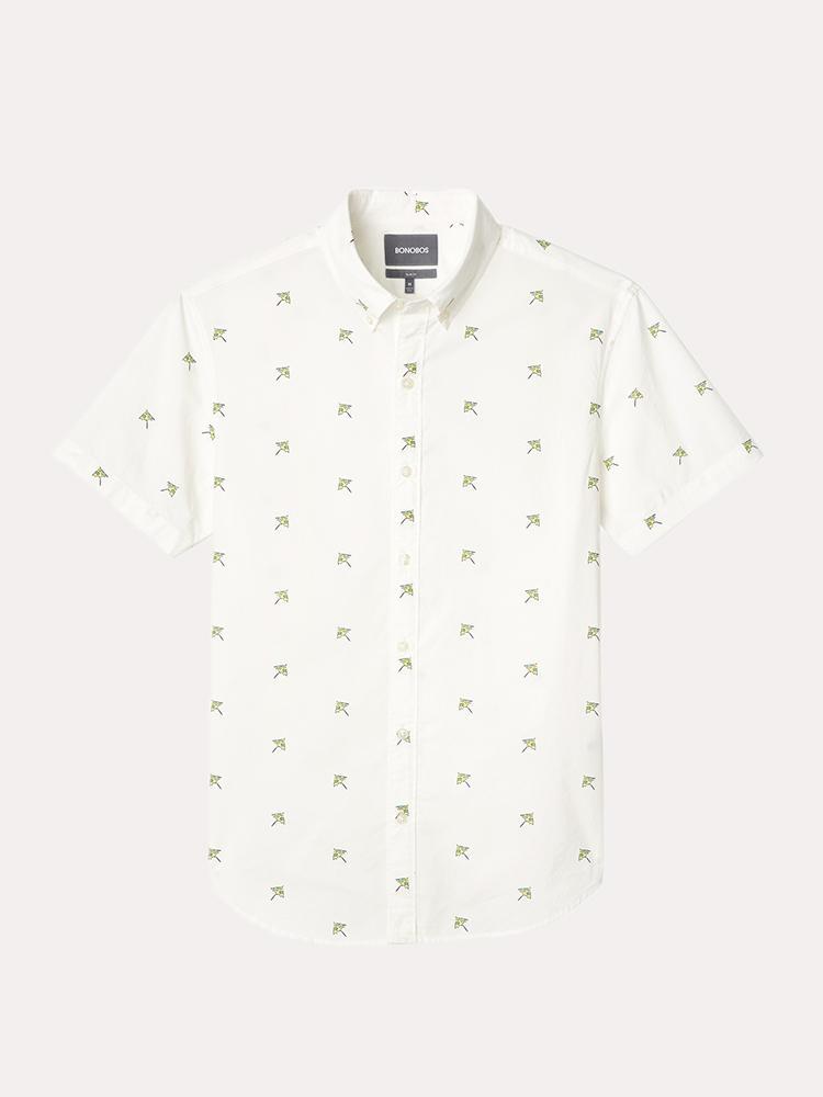 Bonobos Green Cocktail Umbrellas Riviera Short Sleeve Shirt - Saint Bernard
