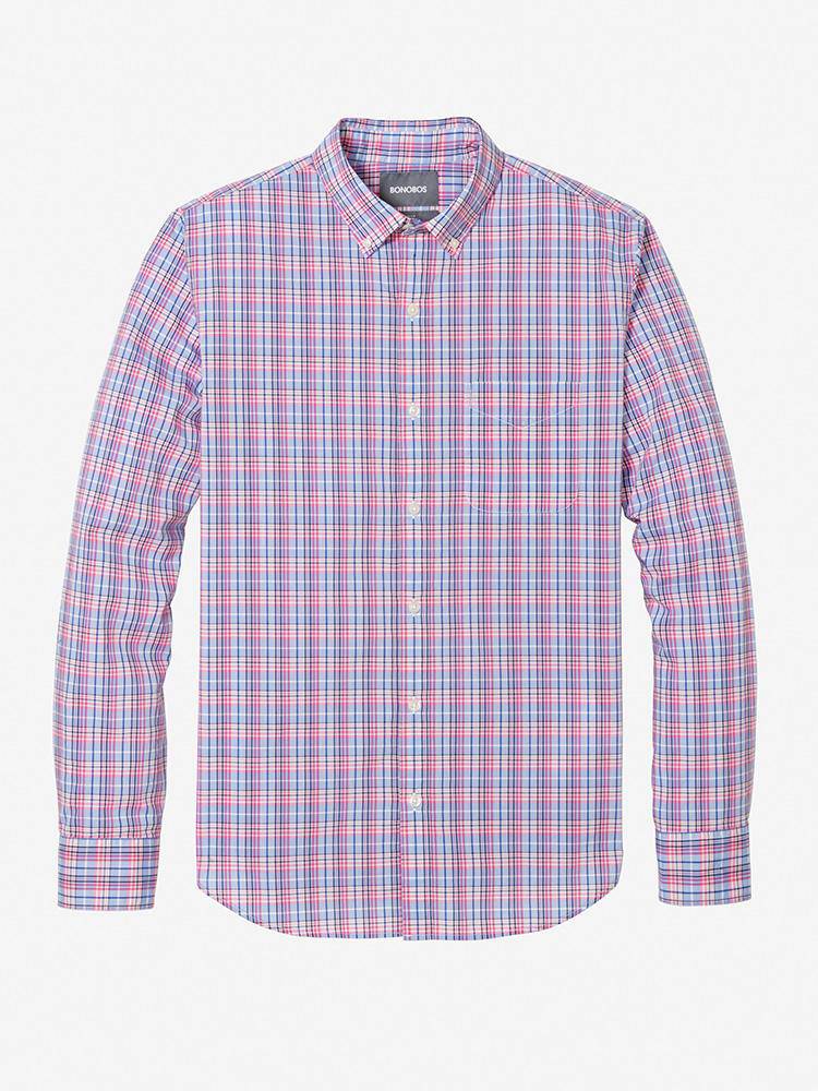 Bonobos Pink Basswood Plaid Summer Weight Shirt - Saint Bernard