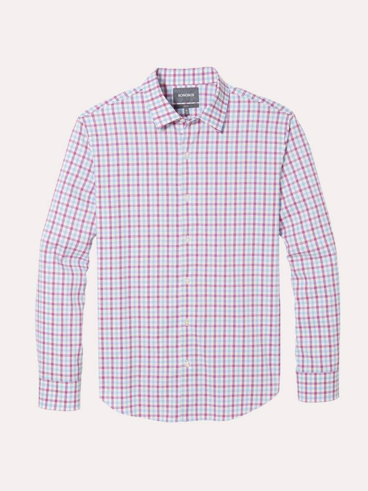 Bonobos Burgundy Sea Island Tattersall Tech Button Down Shirt - Saint Bernard