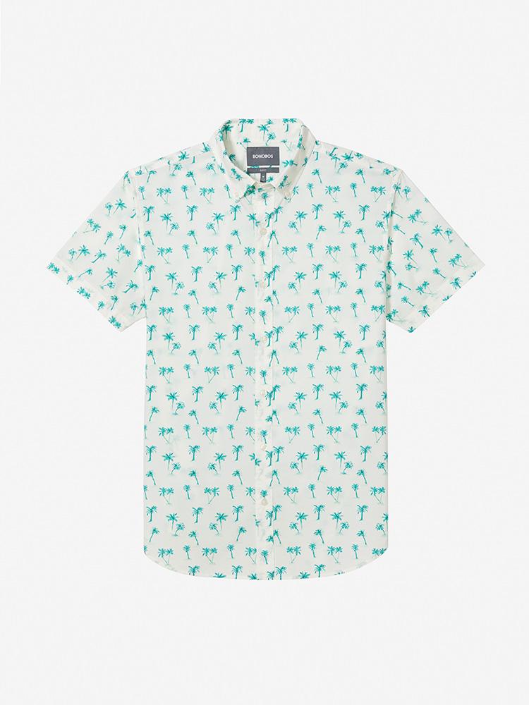 Bonobos Blue Dreamy Palm Riviera Short Sleeve Shirt - Saint Bernard