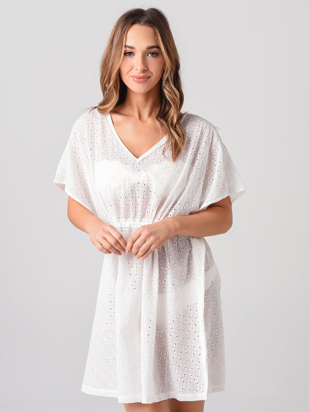 Heidi Klein Cairns Drawstring Mini Kaftan - Saint Bernard