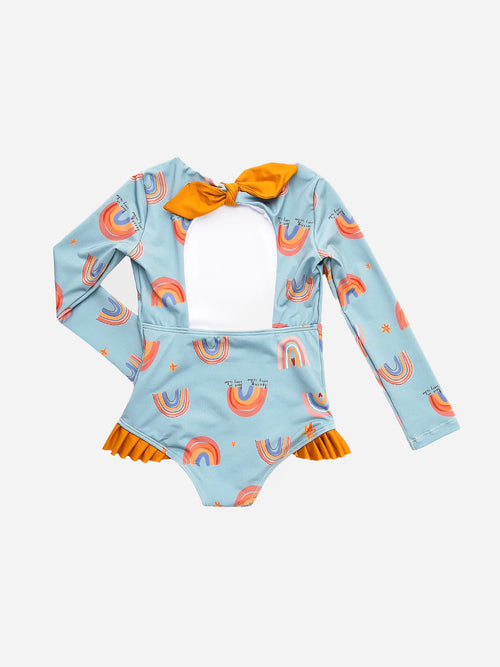 Pepita&Me Girls' Loving Green Long-Sleeve One-Piece Swimsuit