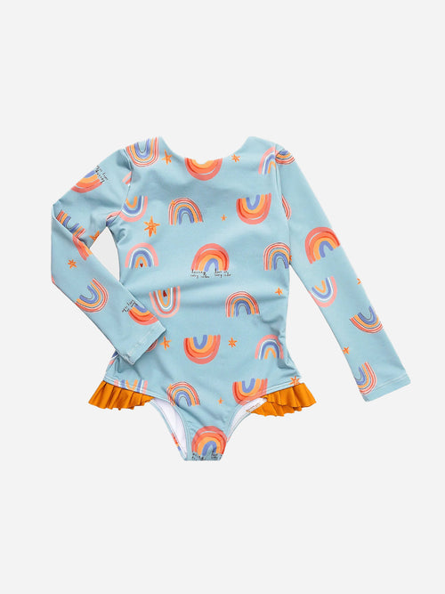Pepita&Me Girls' Loving Green Long-Sleeve One-Piece Swimsuit