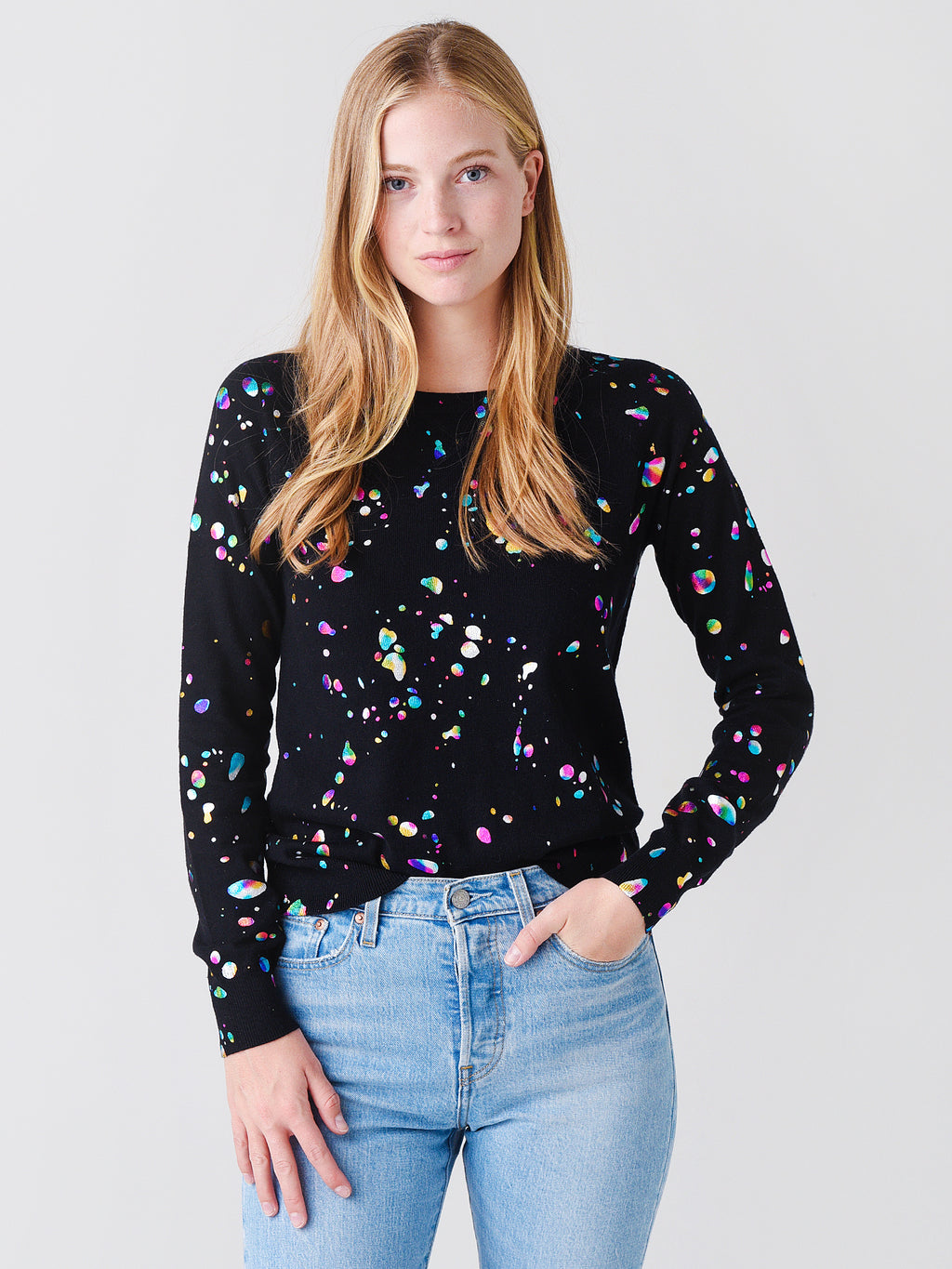 J Society Women's Splatter Print Cotton Sweatshirt - Saint Bernard