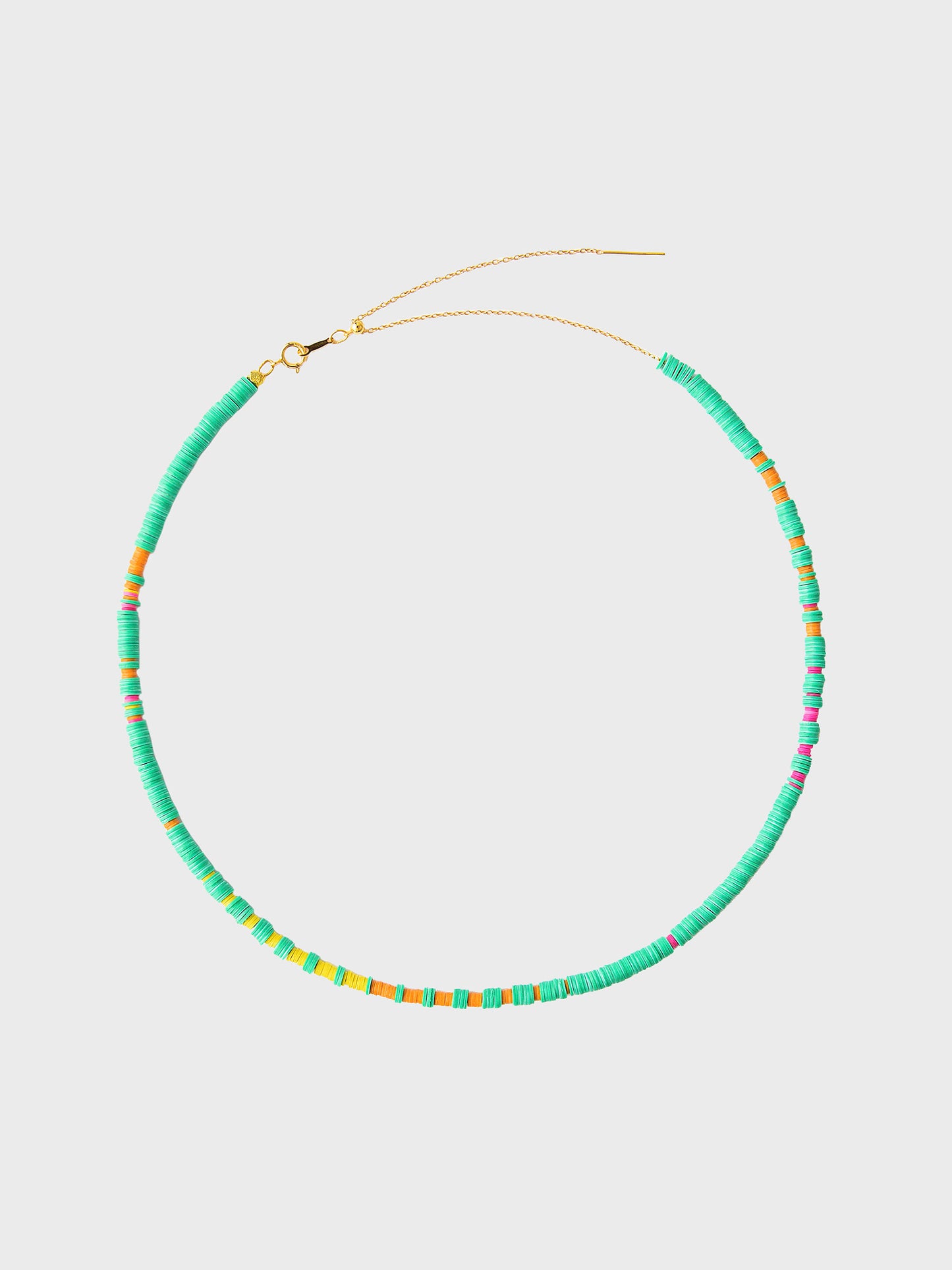 Annie O'Grady Designs Gold-Filled Chain with Turquoise and Pink Vinyl Beads Necklace