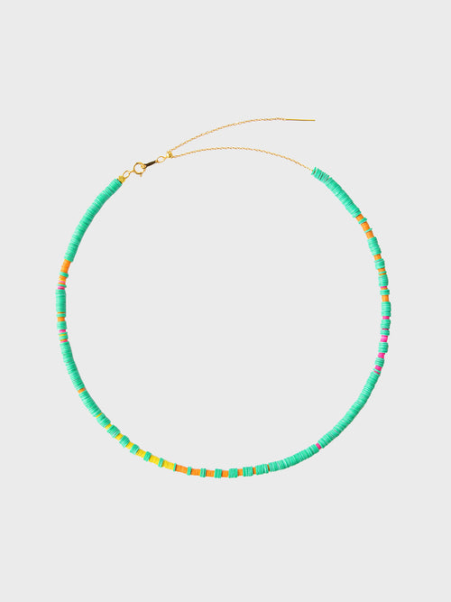 Annie O'Grady Designs Gold-Filled Chain with Turquoise and Pink Vinyl Beads Necklace