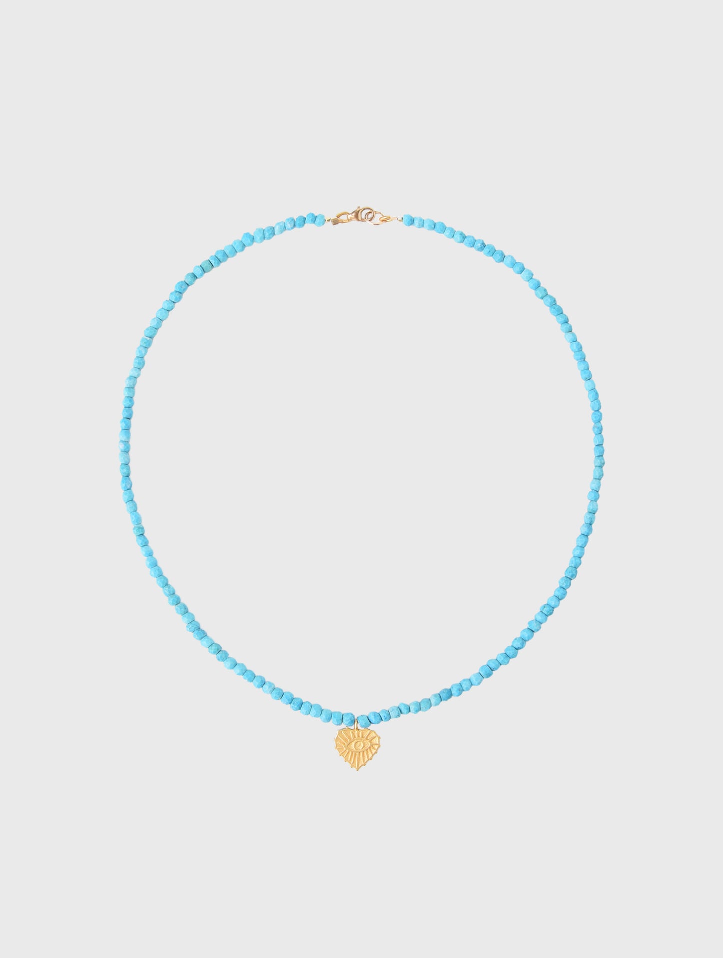 Annie O'Grady Designs Turquoise Beads On Silk Thread With Heart Charm Necklace