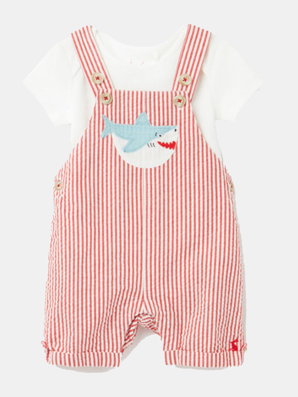 Little Joules Little Boys' Nicholas Seersucker Dungaree Set - Saint Bernard