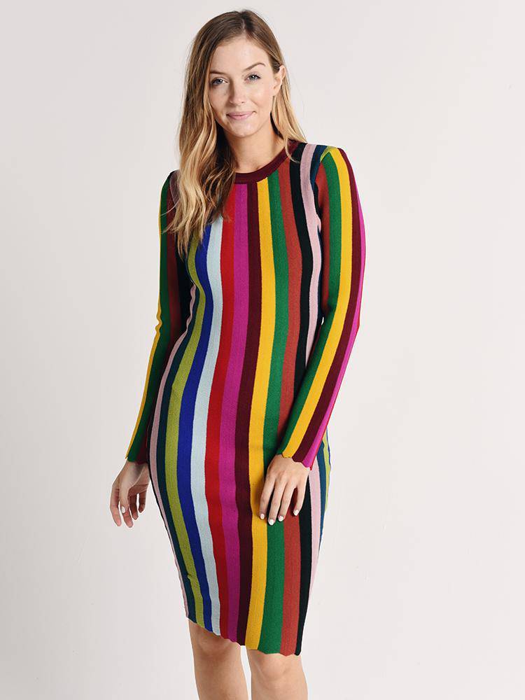 Milly Women's Chevron Vertical Stripe Dress - Saint Bernard