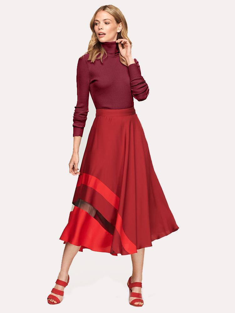 Milly Stretch Silk Insert Combo Skirt - Saint Bernard