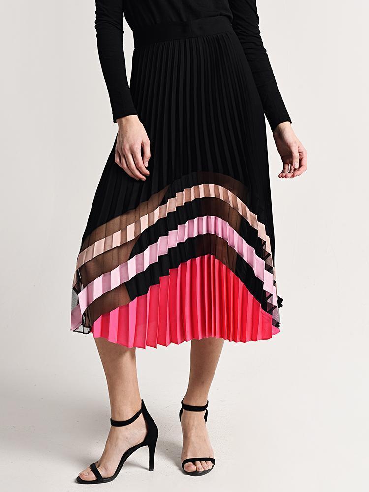 Milly Insert Pleated Maxi Skirt