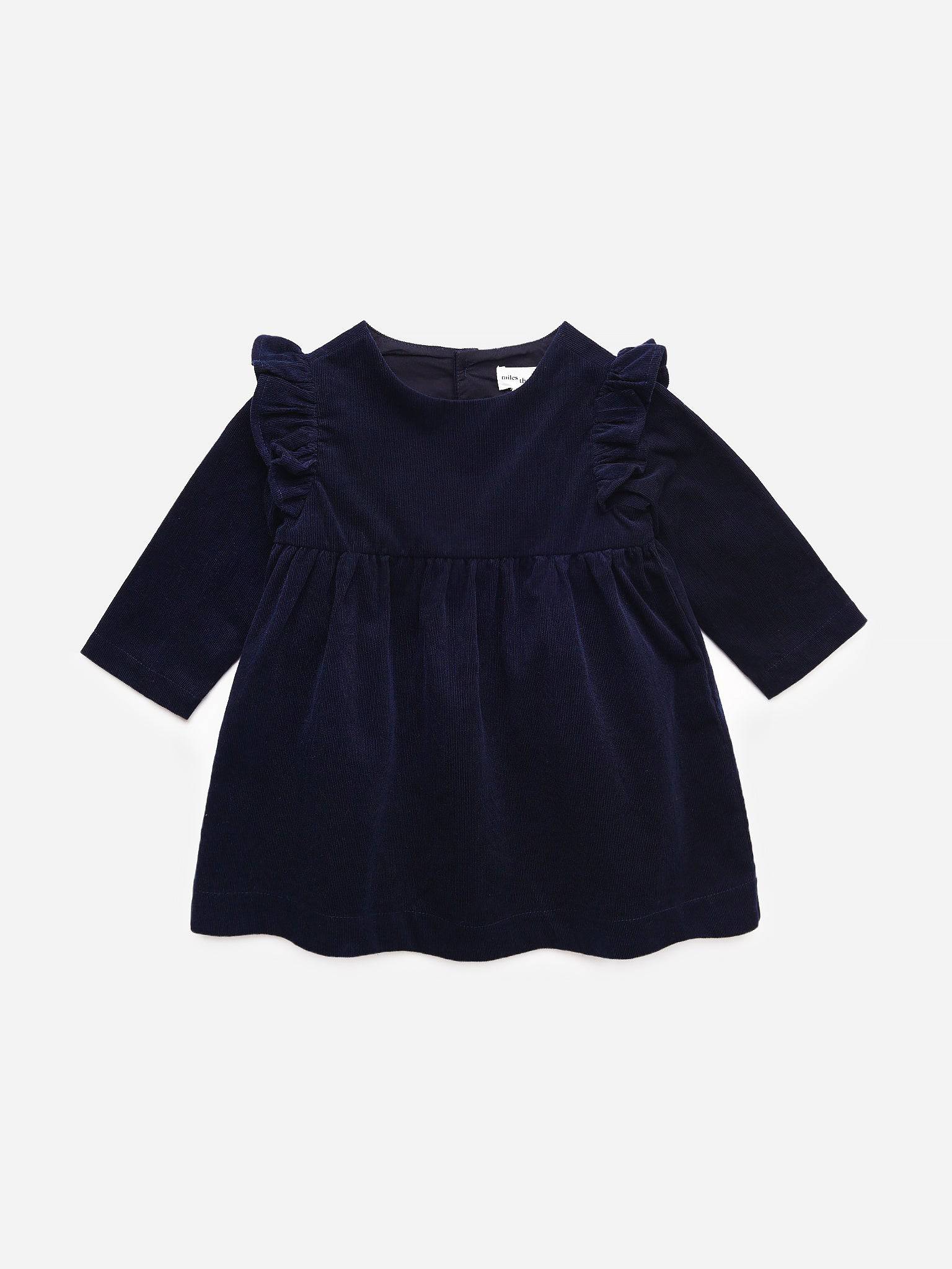 Miles Baby Girls' Ruffle Sleeve Cord Dress - Saint Bernard