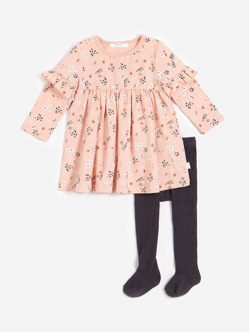Petit Lem Baby Girls' Knit Dress And Tight Set